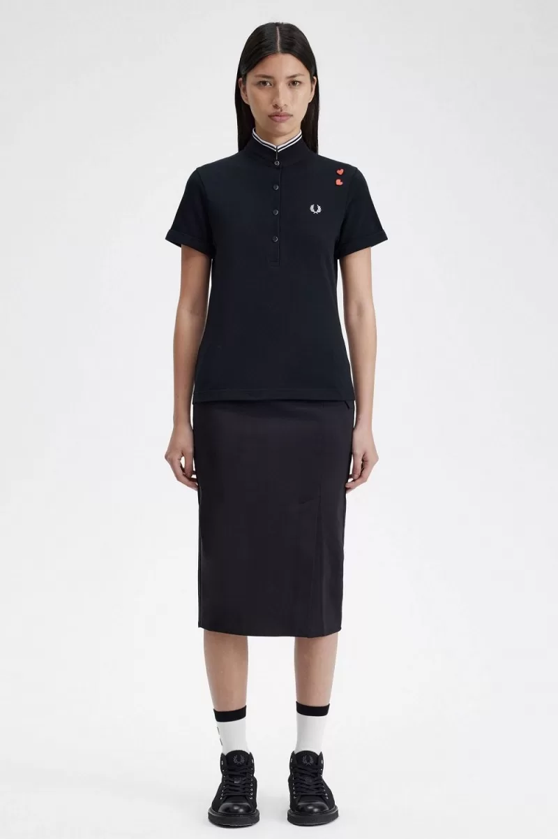Fred Perry Amy Womens Polo Shirt Black   1086 ZOOM 2 - Fred Perry Amy Women's Polo Shirt Black OABTZ6572