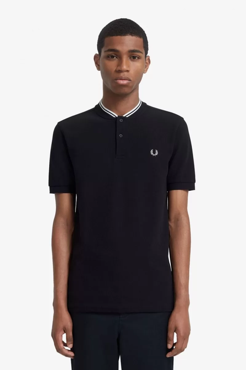 Fred Perry Bomber Collar Men’s Polo Shirt Black CZBNH7801 Fred Perry Bomber Collar Men’s Polo Shirt Black CZBNH7801