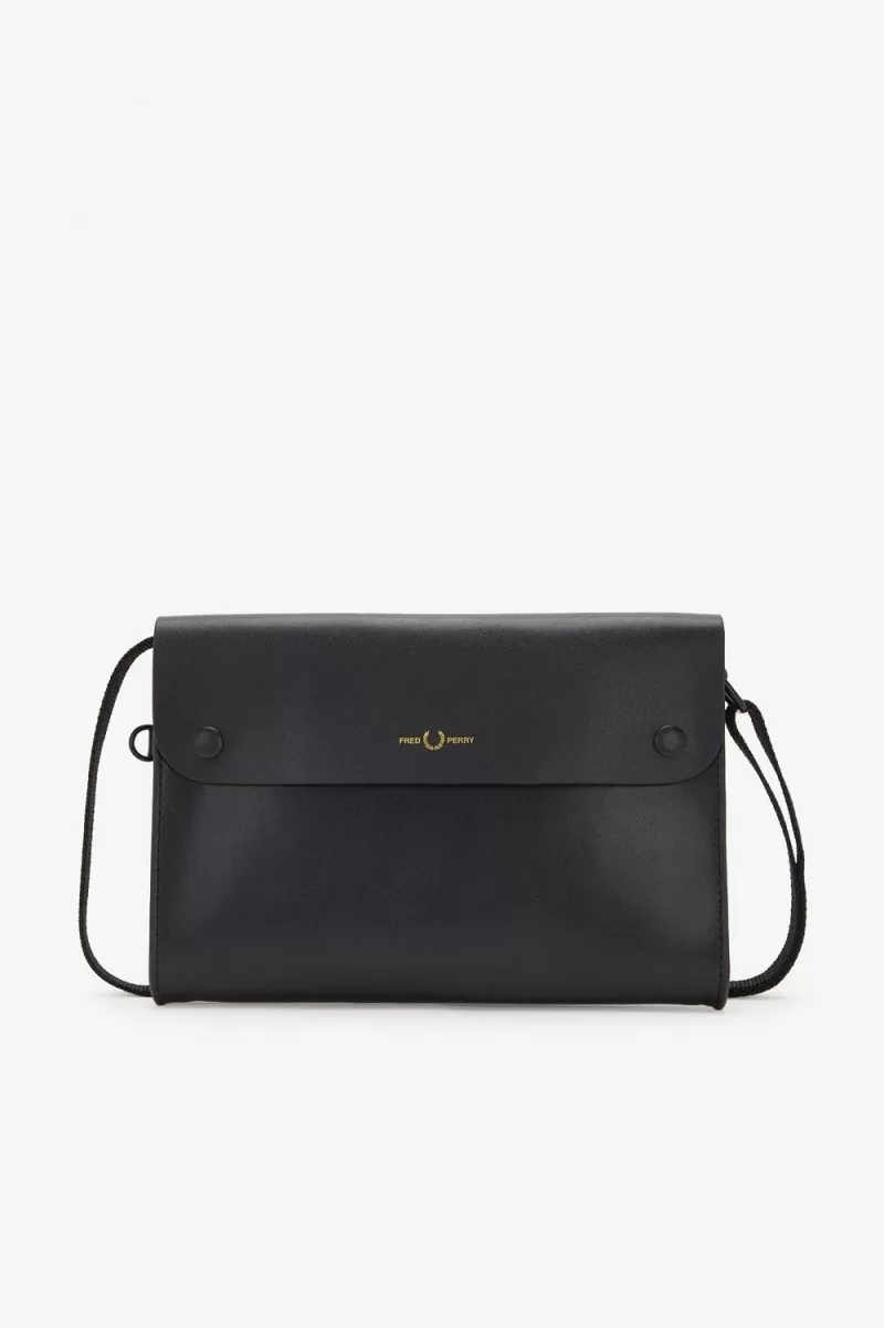 Fred Perry Burnished Leather Sacoche Men 873 ZOOM - Fred Perry Burnished Leather Sacoche Men's Bags Black MESLJ4968