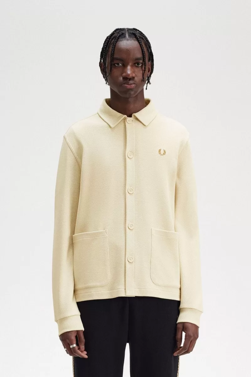 Fred Perry Button Through Long Sleeve Men’s Polo Shirt Oatmeal BROCL4285 Fred Perry Button Through Long Sleeve Men’s Polo Shirt Oatmeal BROCL4285