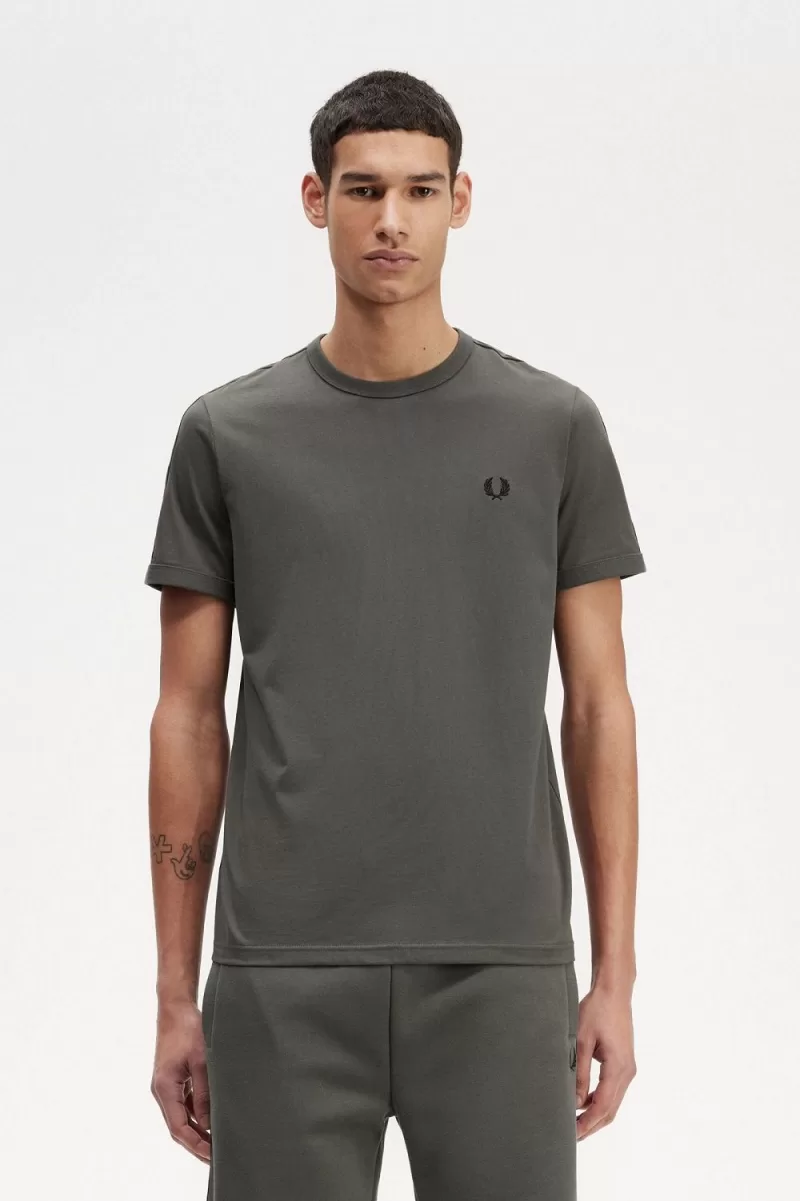 Fred Perry Contrast Tape Ringer Mens TSh 514 ZOOM - Fred Perry Contrast Tape Ringer Men's T-Shirt Field Green Field Green MEADP0814