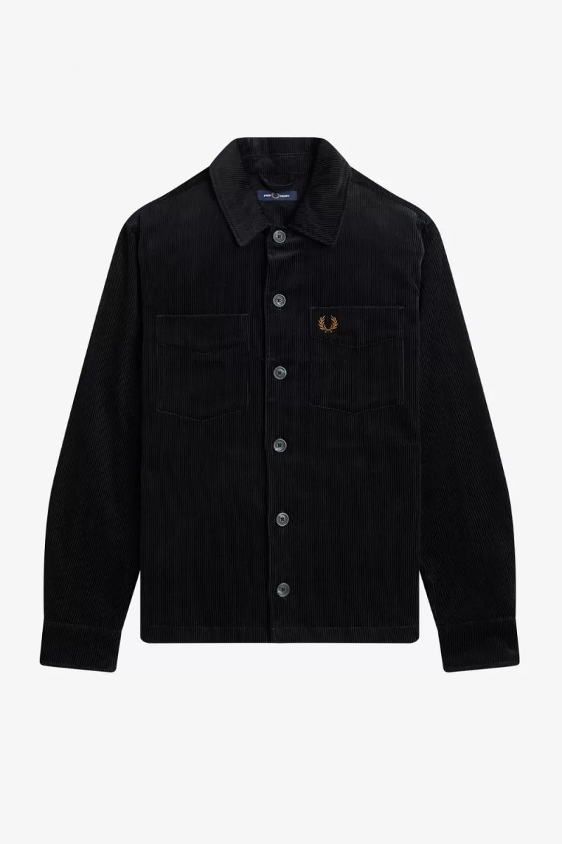 Fred Perry Cord Men’s Shirt Black ZLURK1798