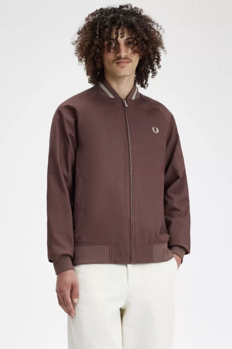 Fred Perry Corduroy Tennis Bomber Men’s Jackets Dark Red LWXJZ0861