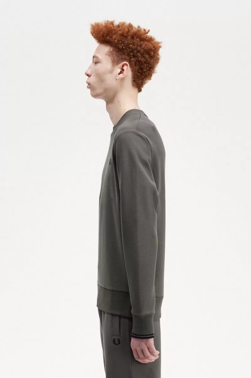 Fred Perry Crew Neck Mens Sweatshirts Fi 280 1 ZOOM - Fred Perry Crew Neck Men's Sweatshirts Field Green HPRTN2867