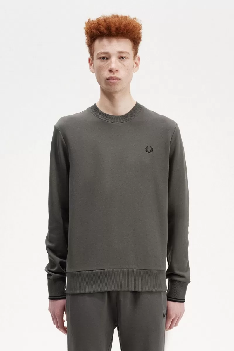 Fred Perry Crew Neck Mens Sweatshirts Fi 280 ZOOM - Fred Perry Crew Neck Men's Sweatshirts Field Green HPRTN2867