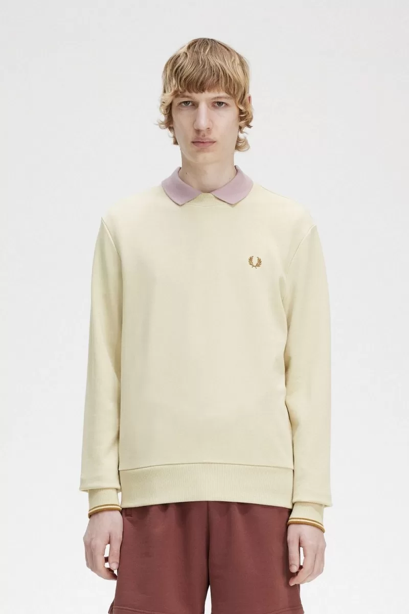 Fred Perry Crew Neck Men’s Sweatshirts Oatmeal JDWQS8057 Fred Perry Crew Neck Men’s Sweatshirts Oatmeal JDWQS8057
