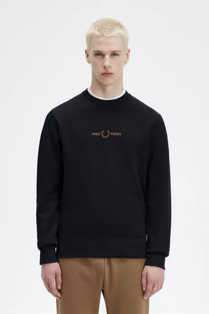 Fred Perry Embroidered Mens Sweatshirts  416 ZOOM - Fred Perry Embroidered Men's Sweatshirts Navy MULQJ7624