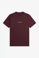 Fred Perry Embroidered Men’s T-Shirt Oxblood YGWQU0587