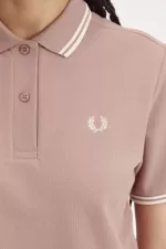 Fred Perry G3600 Women’s Shirt Dark Pink Beige CDYMT9431