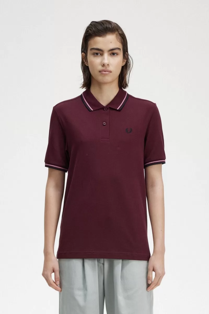 Fred Perry G3600 Women’s Shirt Oxblood Dusty Rose Pink Black NCJPS3290 Fred Perry G3600 Women’s Shirt Oxblood Dusty Rose Pink Black NCJPS3290