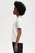 Fred Perry G3600 Women’s Shirt Snow White Dark Pink Burnt Tobacco QBOTL9150