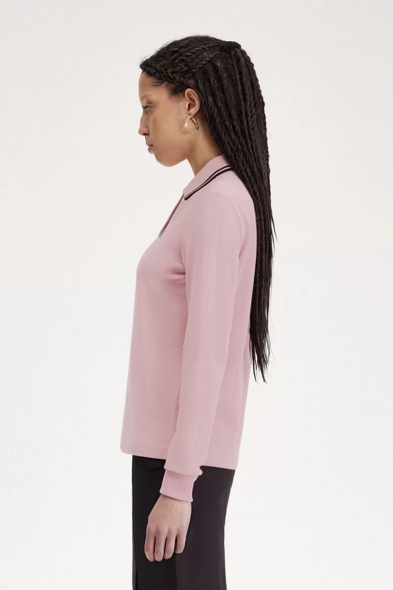 Fred Perry G3636 Womens Shirt Dusty Rose 1096 1 ZOOM - Fred Perry G3636 Women's Shirt Dusty Rose Pink Black GXOEA8953