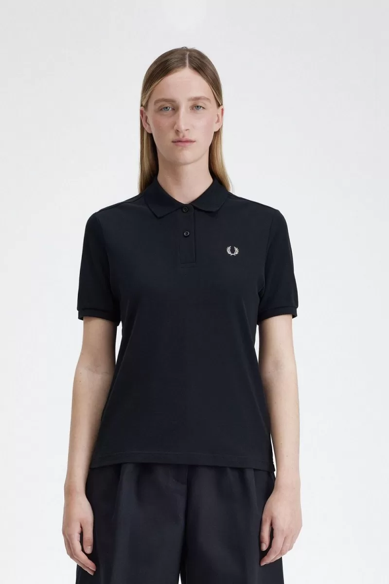 Fred Perry G6000 Womens Shirt Navy Oatme 1010 ZOOM 1 - Fred Perry G6000 Women's Shirt Navy Oatmeal AIJLB2150