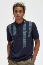 Fred Perry Glitch Stripe Men’s Polo Shirt Navy KRNAV7410