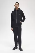 Fred Perry Hooded Zip Through Men’s Sweatshirts Black IFJXL8302