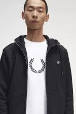Fred Perry Hooded Zip Through Men’s Sweatshirts Black IFJXL8302