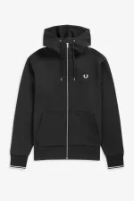 Fred Perry Hooded Zip Through Men’s Sweatshirts Black IFJXL8302
