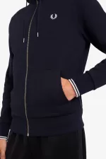 Fred Perry Hooded Zip Through Men’s Sweatshirts Navy PENVI1976