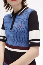 Fred Perry Jacquard Knitted Stripe Women’s Dress Twilight Blue QJMKX9468