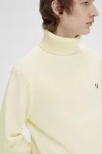 Fred Perry Knitted Roll Neck Men’s Jumper Beige VUJLQ3016