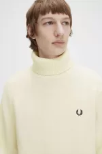 Fred Perry Knitted Roll Neck Men’s Jumper Beige VUJLQ3016