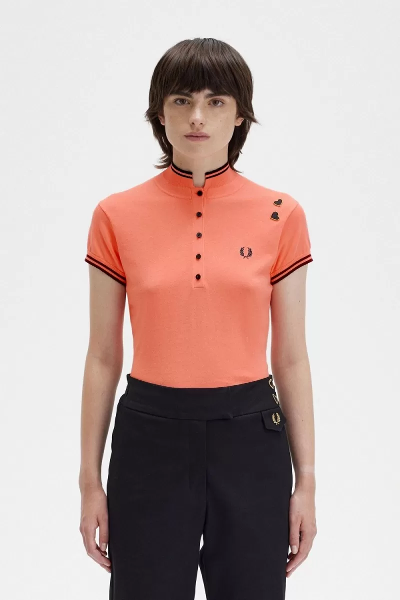 Fred Perry Knitted Women’s Shirt Coral Heat UJYVC8094 Fred Perry Knitted Women’s Shirt Coral Heat UJYVC8094