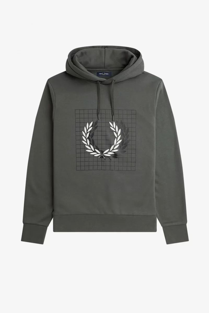 Fred Perry Laurel Wreath Grid Hooded Men’s Sweatshirts Field Green TDEIU5186 Fred Perry Laurel Wreath Grid Hooded Men’s Sweatshirts Field Green TDEIU5186