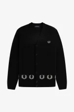 Fred Perry Laurel Wreath Trim Men’s Cardigan Black XLTAV9643