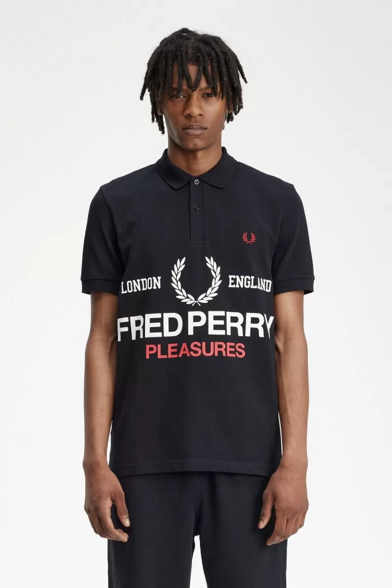 Fred Perry Logo Men’s Shirt Black UEATF8346 Fred Perry Logo Men’s Shirt Black UEATF8346