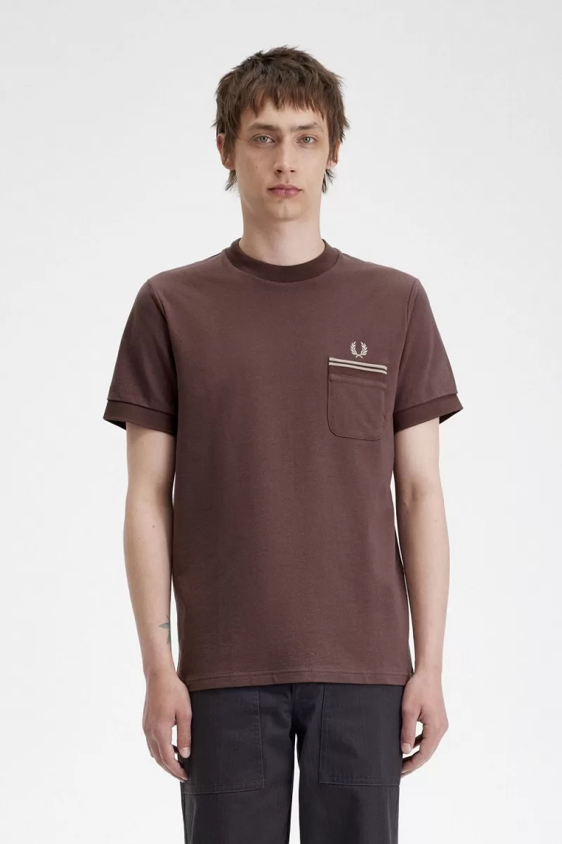 Fred Perry Loopback Jersey Pocket Men’s T-Shirt Dark Red CEFUH6290 Fred Perry Loopback Jersey Pocket Men’s T-Shirt Dark Red CEFUH6290