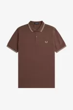 Fred Perry M3600 Men’s Shirt Dark Red Warm Grey IUZEV2361