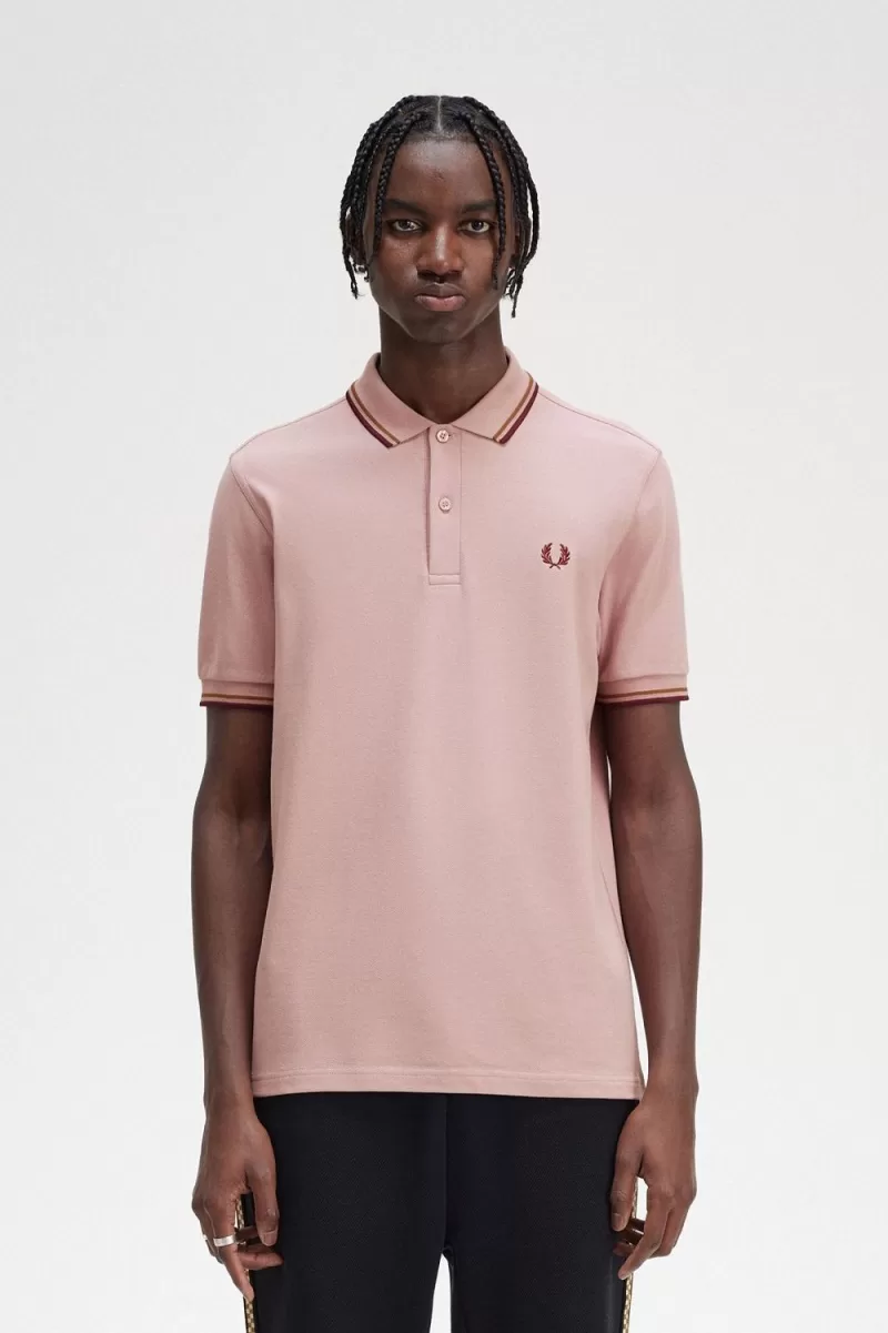 Fred Perry M3600 Mens Shirt Dusty Rose P 372 ZOOM - Fred Perry M3600 Men's Shirt Dusty Rose Pink Brown Oxblood CJGZV0536