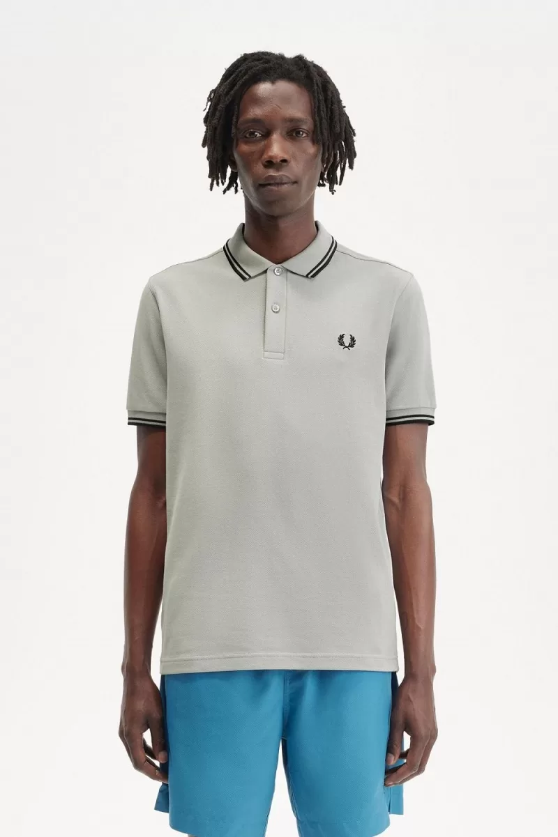 Fred Perry M3600 Men’s Shirt Grey Black WVSMA9216 Fred Perry M3600 Men’s Shirt Grey Black WVSMA9216