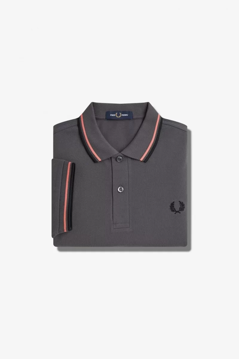 Fred Perry M3600 Men’s Shirt Gunmetal Coral Heat Black WKXNA7809