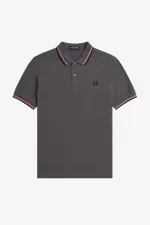 Fred Perry M3600 Men’s Shirt Gunmetal Coral Heat Black WKXNA7809