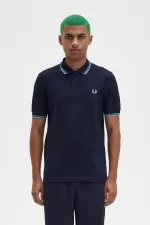 Fred Perry M3600 Men’s Shirt Navy Soft Blue Silver Blue FOZDN5063