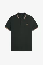 Fred Perry M3600 Men’s Shirt Night Green Warm Grey Light Rust SHAYV7104