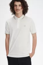 Fred Perry M3600 Men’s Shirt Snow White Oatmeal Green FERGX5814
