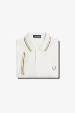 Fred Perry M3600 Men’s Shirt Snow White Oatmeal Green FERGX5814