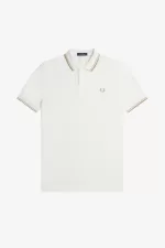 Fred Perry M3600 Men’s Shirt Snow White Oatmeal Green FERGX5814