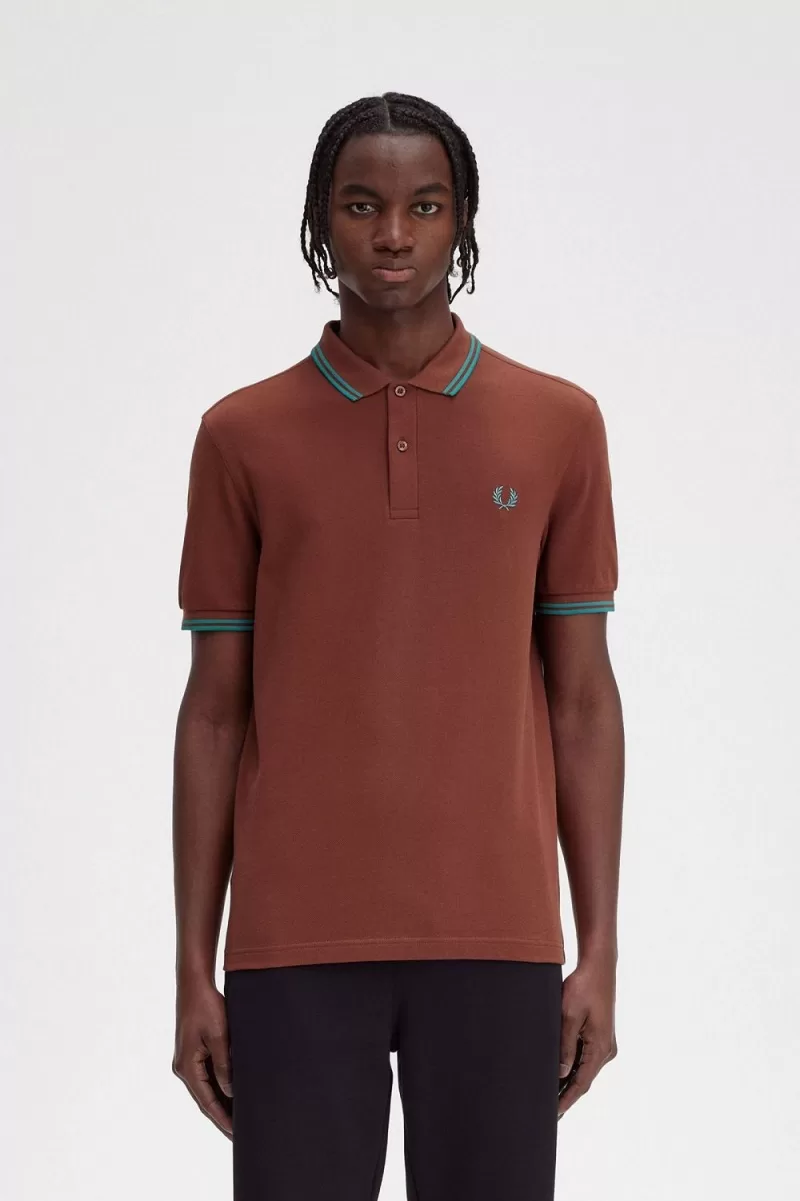 Fred Perry M3600 Men’s Shirt Whisky Brown Deep Mint Deep Mint LUAXM4790 Fred Perry M3600 Men’s Shirt Whisky Brown Deep Mint Deep Mint LUAXM4790
