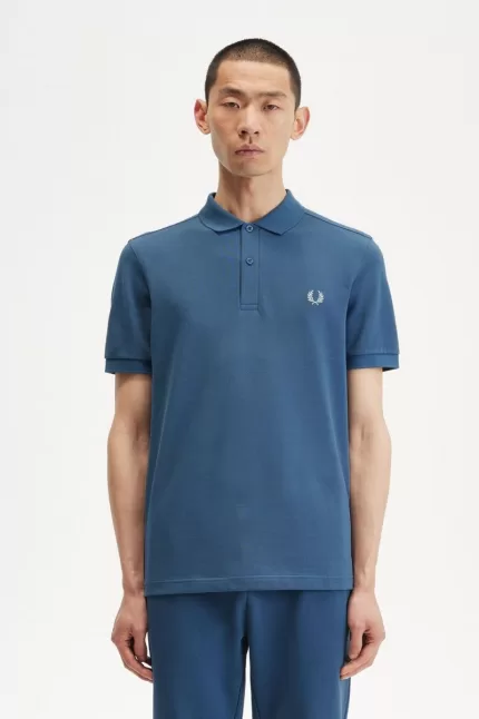 Fred Perry M6000 Men’s Shirt Midnight Blue Light Aqua RICFJ8761