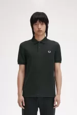 Fred Perry M6000 Men’s Shirt Night Green Snow White HUZYV6127