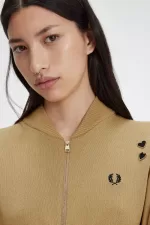 Fred Perry Metallic Knitted Bomber Women’s Jackets 1964 Gold HXBPL2034