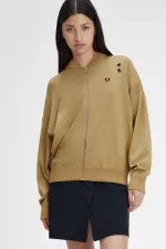 Fred Perry Metallic Knitted Bomber Women’s Jackets 1964 Gold HXBPL2034