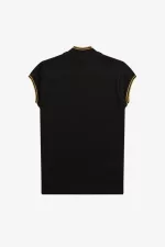 Fred Perry Metallic Knitted Women’s Polo Shirt Black LNBRH2768