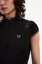 Fred Perry Metallic Knitted Women’s Polo Shirt Black LNBRH2768