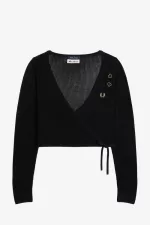 Fred Perry Open-Knit Wrap Women’s Cardigan Black HLIND2803