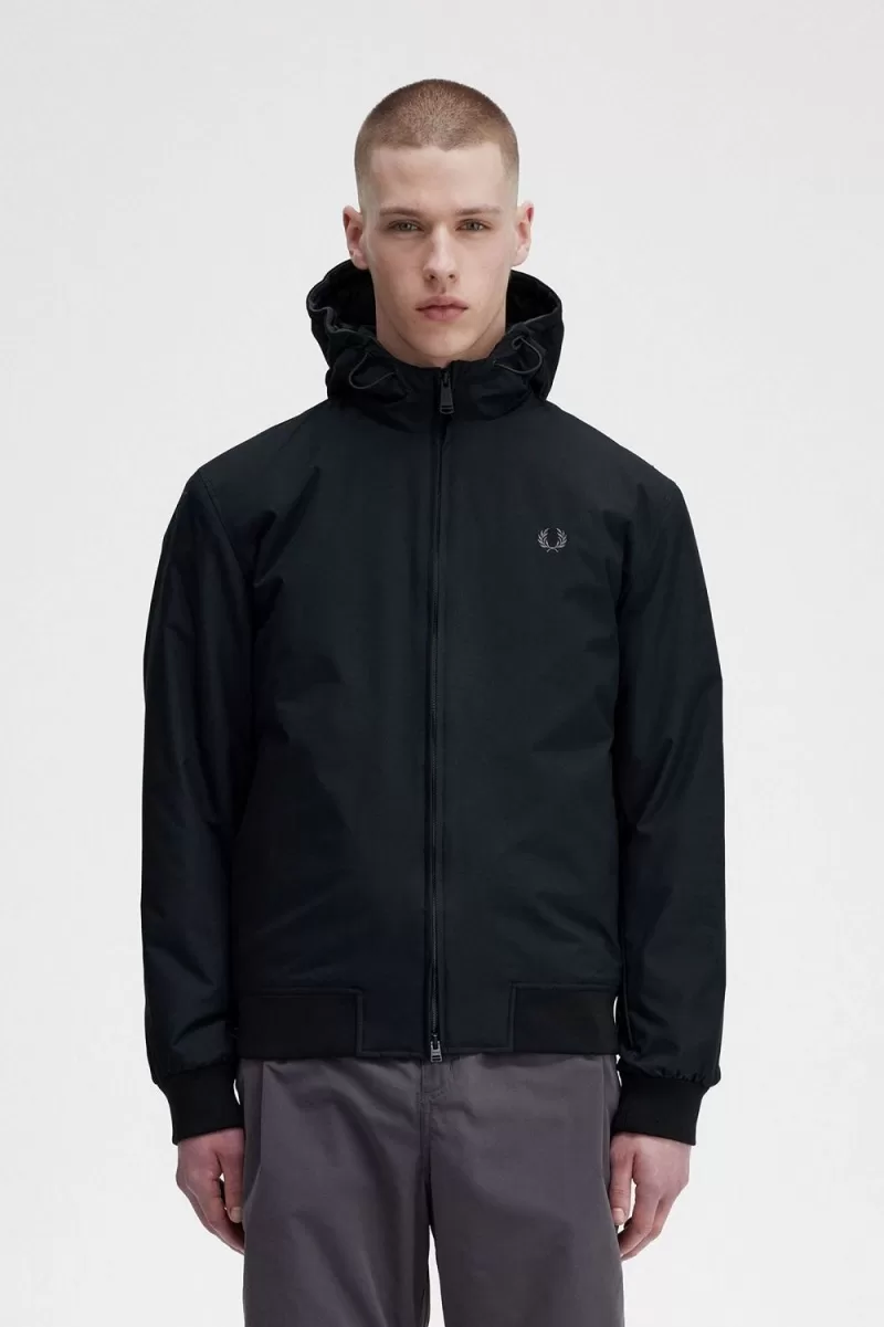 Fred Perry Padded Hooded Brentham Men’s Jackets Black Gunmetal JWNPS2461 Fred Perry Padded Hooded Brentham Men’s Jackets Black Gunmetal JWNPS2461