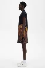 Fred Perry Palm Print Piqué Women’s Dress Black AGOWR8546